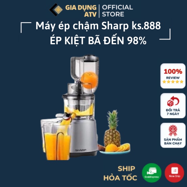 Máy ép chậm_Máy Ép Trái cây SHARP KS 888 Công suất lớn ép siêu kiệt bã - dễ tháo lắp, vệ sinh BH chính hãng 12Th