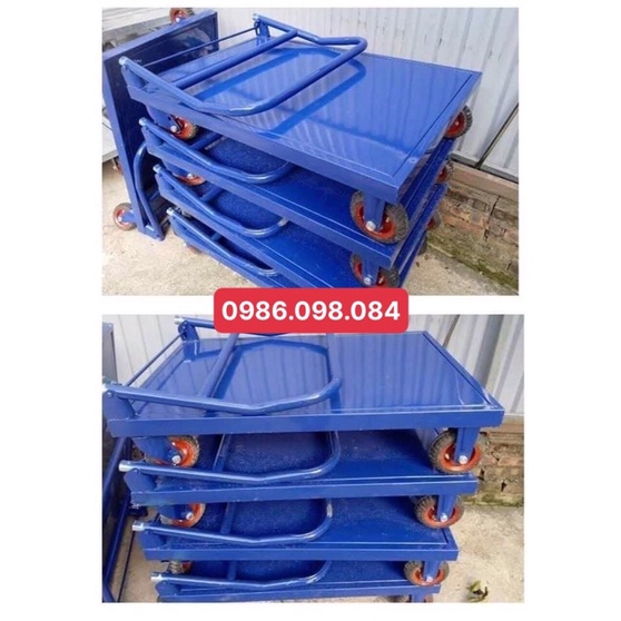 Xe đẩy hàng, xe kéo hàng 4 bánh có thể gấp gọn, kích thước 60*90 tải trọng 500kg mặt sàn phẳng