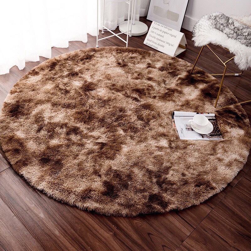 Thảm lông tròn trải sàn, thảm Lông Loang Tròn Trang Trí Chụp Hình Quần Áo - Đầm Váy - Mỹ phẩm - ( Kich thước 1M x 1M)