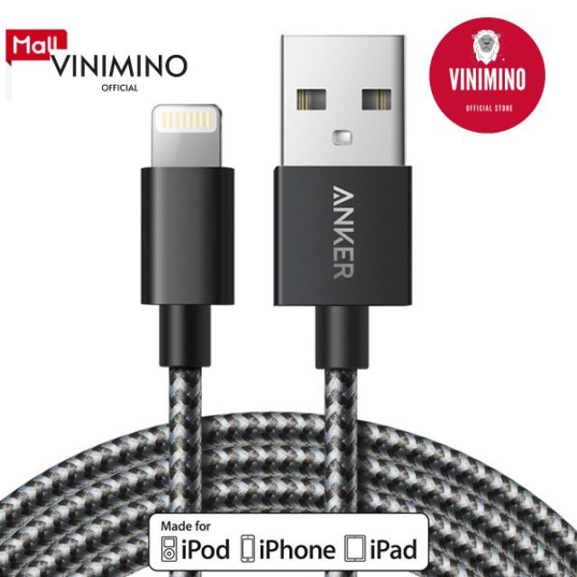 Dây sạc nhanh truyền dữ liệu Iphone Lightning ANKER A8152611 (A8152) - Dài 1m | Vinimino