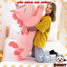 Gấu bông ôm ngủ ngựa pony kì lân 1 sừng unicom thú nhồi bông dễ thương (size 90cm-110cm-120cm)