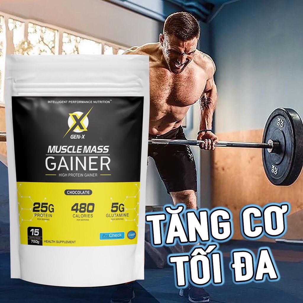 Tặng Shaker - COMBO 2 túi Sữa Tăng Cân Tăng Cơ - Muscle Mass Gainer Gen-X