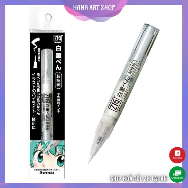 Bút lông mực trắng đầu siêu nhỏ - ZIG Kuretake Brush Pen White Ultra Fine