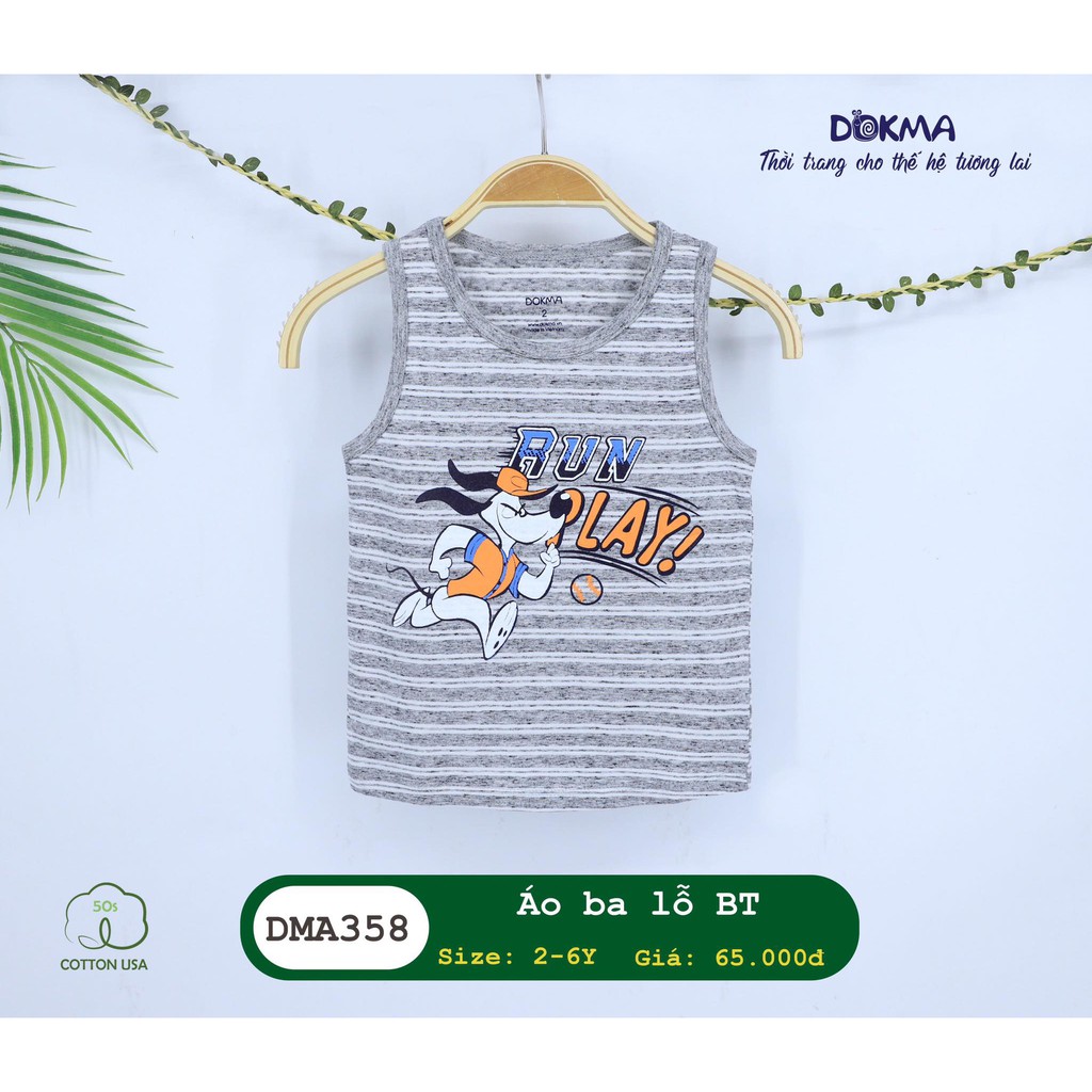 (2-6Y) Áo ba lỗ/áo sát nách năng động vải cotton cho bé - DOKMA