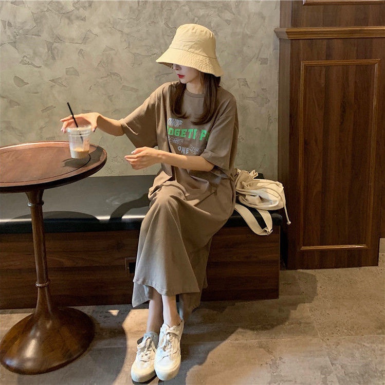 Đầm suông dáng dài tay ngắn có size lớn thời trang mùa hè cho nữ
