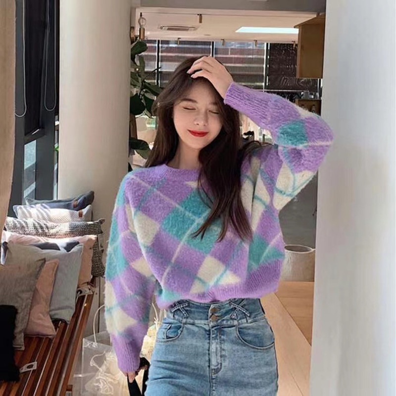 Áo sweater SUXI dệt kim dáng rộng thiết kế mới thời trang mùa thu dành cho nữ