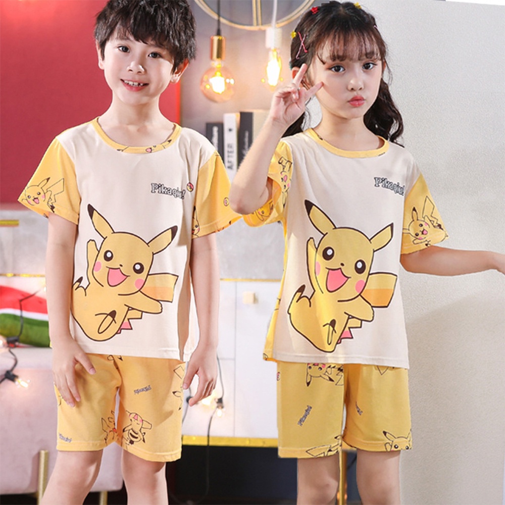 Bộ đồ ngủ tay ngắn họa tiết hoạt hình xinh xắn dành cho bé