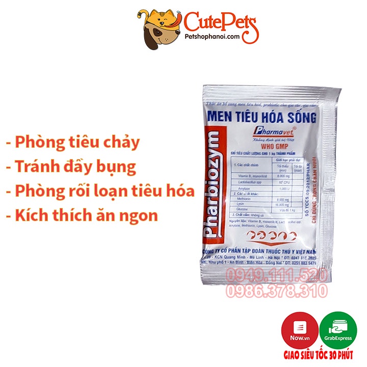 Men tiêu hóa cho mèo, cho chó Pharbiozym 5g - Phụ kiện thú cưng Hà Nội