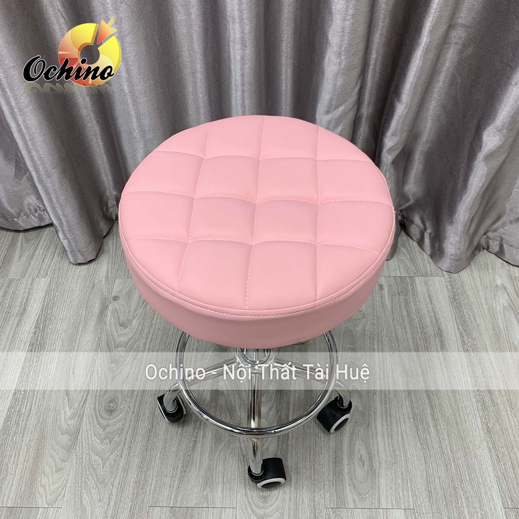 Ghế Xoay 360 Độ, Ghế Đôn Hơi Spa Mẫu Tròn múi sang chảnh Có Bánh Xe Nâng Hạ Cao Thấp Dùng Trong Spa Phun Xăm, Nối Mi