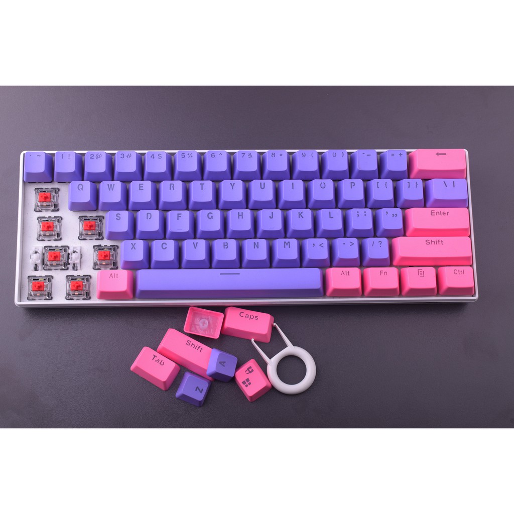Pink Purple Keycap, 61 key PBT keycaps Sự kiện đặc biệt Keycaps, bàn phím cơ hai màu có đèn nền keycaps GH60 / RK61 / ALT61 / Annie / GK61 keycaps poker keycaps chơi game