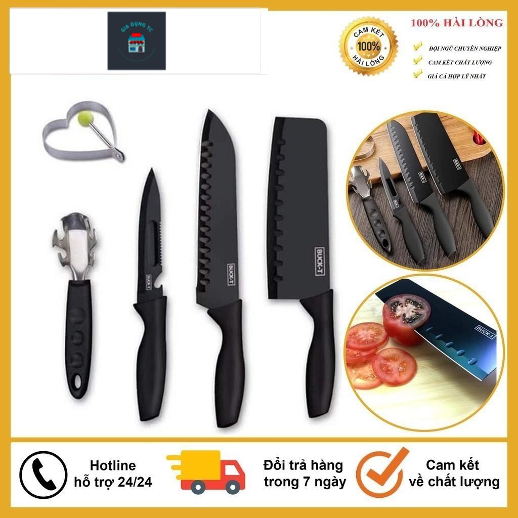 Bộ Dao Làm Bếp Thái Lan 6 Món Đen Cao Cấp, Hàng Loại 1 Cam Kết Về Chất Lượng, Giá Bán Bằng Giá Sỉ Tại Nhà Máy GiaDungTC