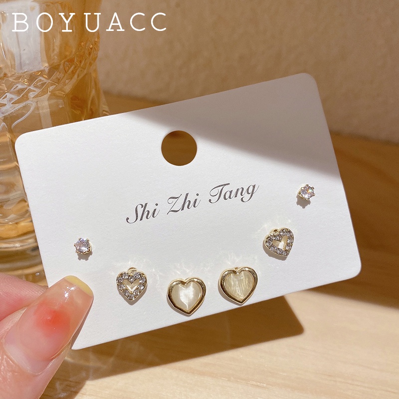 Bông Tai Hình Trái Tim Họa Tiết Kẻ Sọc Phong Cách Cổ Điển Thời Trang Cho Nữ