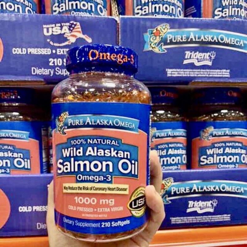 🐬🦖 Viên dầu cá hồi Pure Alaska Omega Wild Alaskan Salmon Oil Omega-3 1000mg 210 viên của Mỹ
