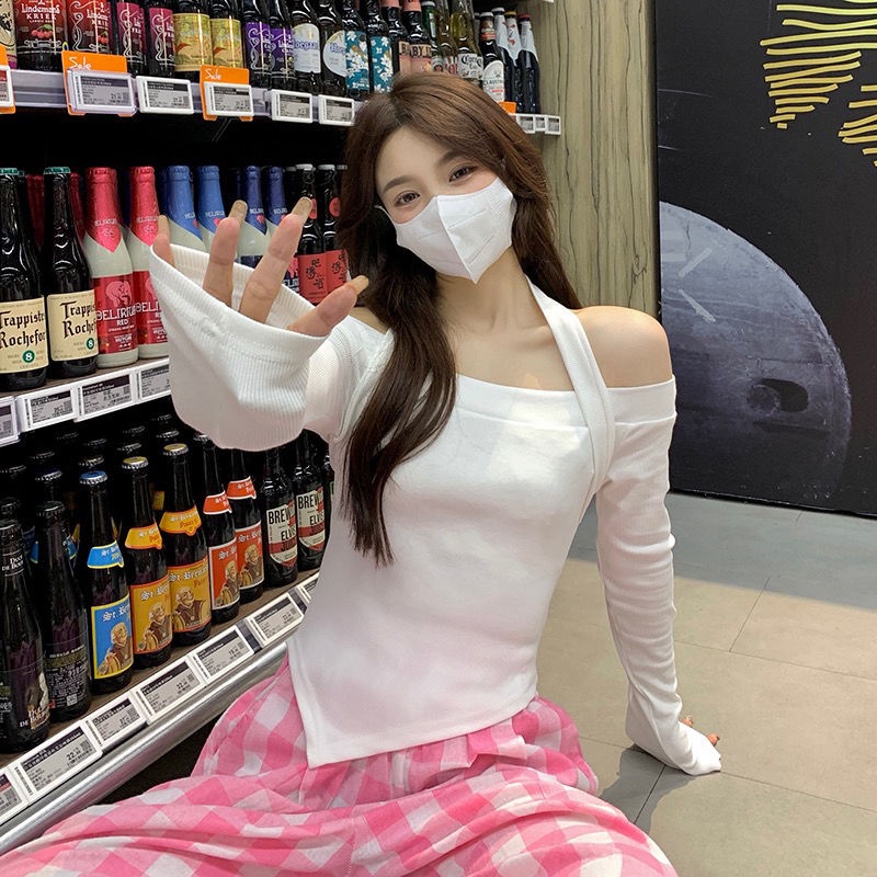 Happy-store  Áo Thun Trễ Vai Thiết Kế Quyến Rũ Thời Trang Dành Cho Nữ