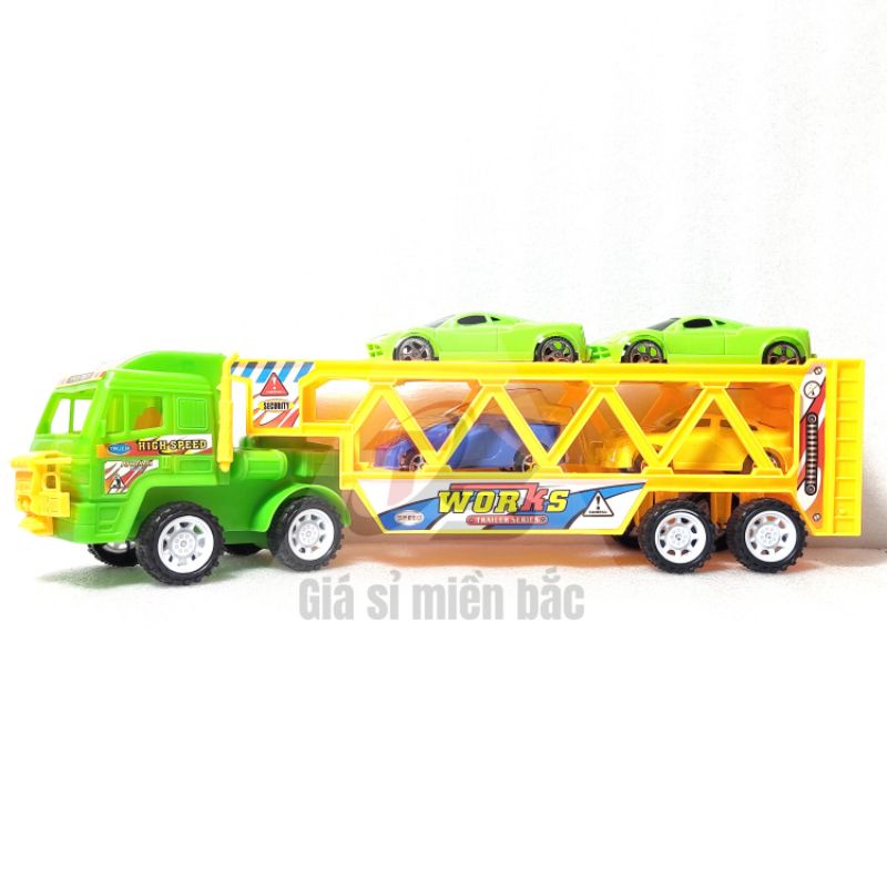 Xe tải đồ chơi xe container xe kéo kèm 4 xe con