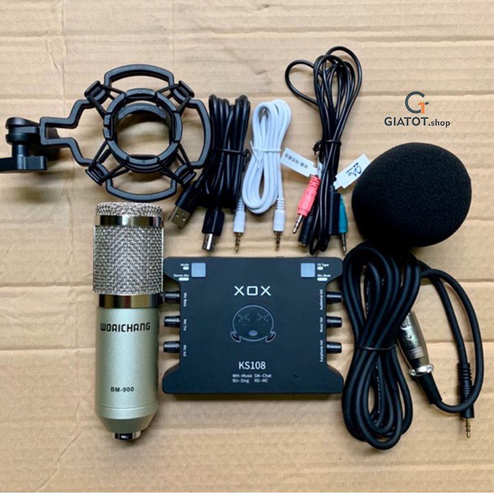 Sound card âm thanh XOX KS108 - thiết bị thu âm livestream hát karaoke cao cấp, hàng đẹp GiatotHN