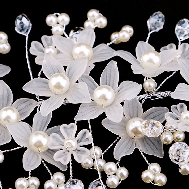 Kẹp tóc hình hoa đính ngọc trai giả và đá pha lê xinh xắn cho nữ