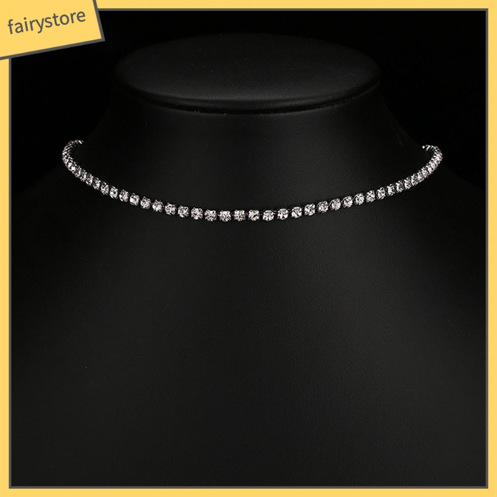 Vòng cổ choker đính trang trí kim cương giả phong cách thời trang dành cho nữ