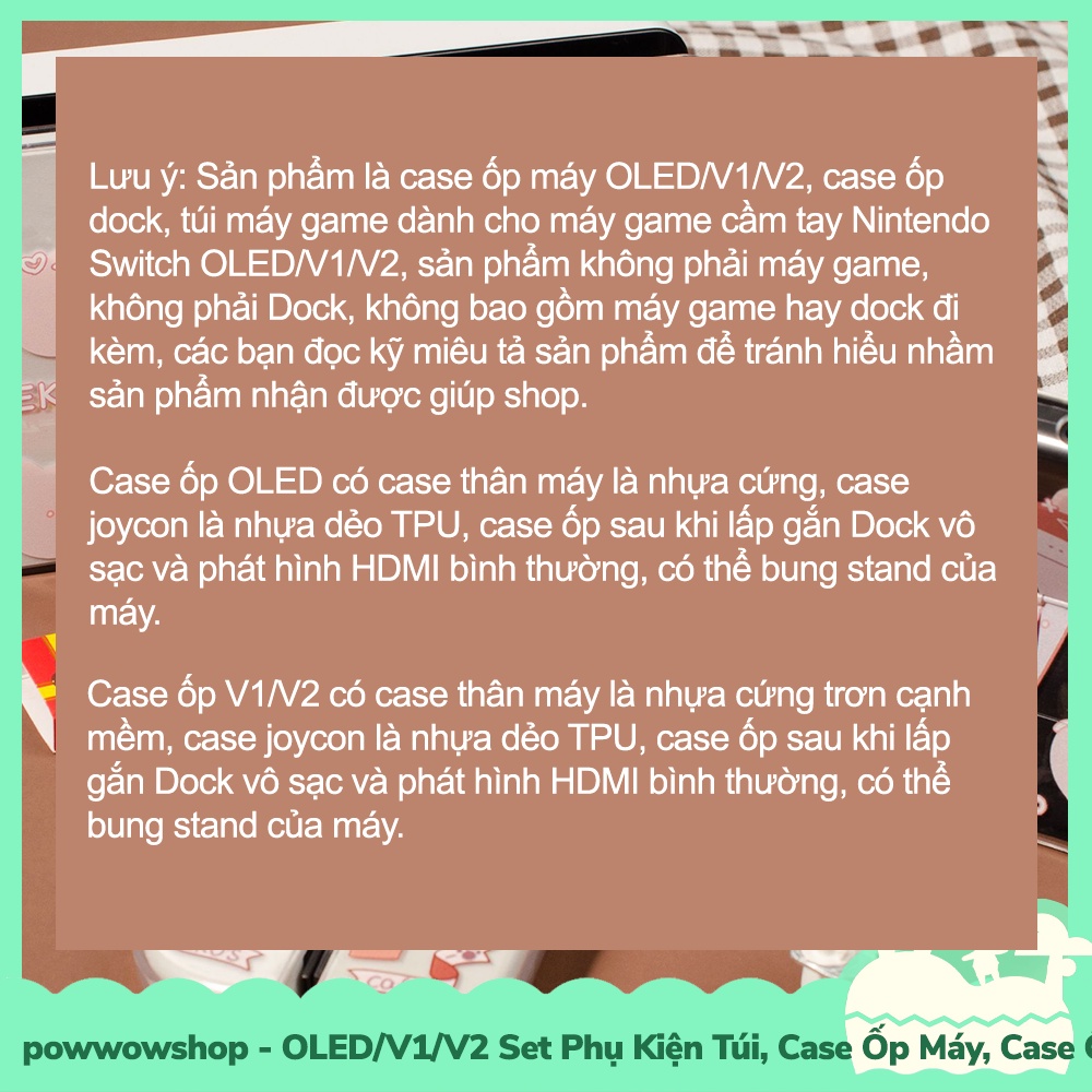 OLED/V1/V2 Set Phụ Kiện Case Ốp Máy, Ốp Dock, Túi Đựng, Hộp Băng Cho Máy Nintendo Switch Maid Girl