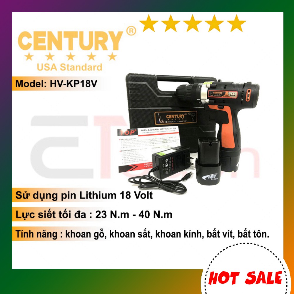 Máy khoan sạc pin Century HV-KP18V