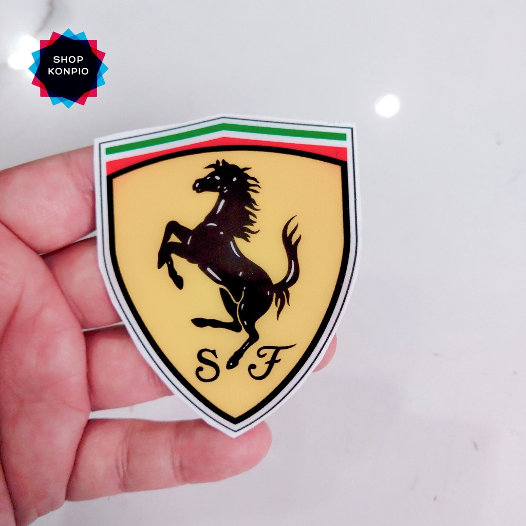 Tem Con Ngựa FERRARI Dán Xe Máy, Ô Tô Chất Liệu PVC Chống Thấm Nước