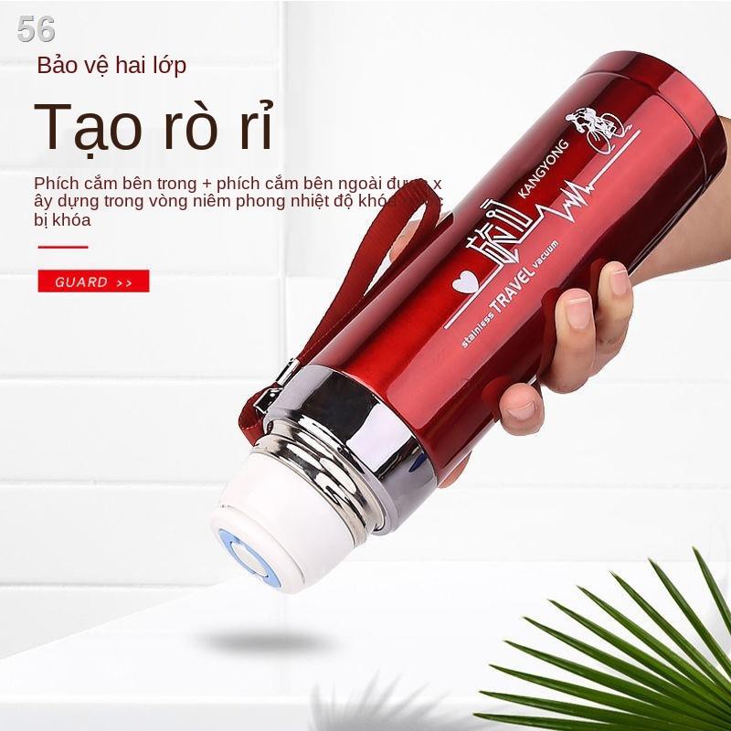 Cốc cách nhiệt nam nữ học sinh loại lớn ép inox 304 nắp kép có thể uống nước di động ngoài trờiLZ