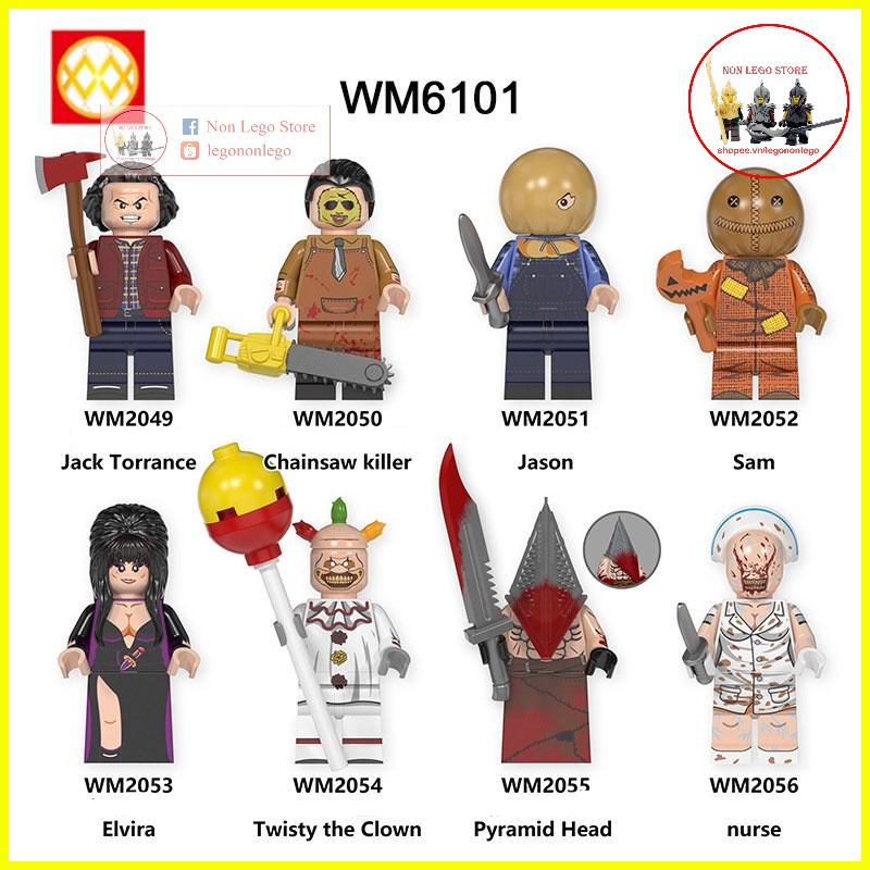 Minifigures các nhân vật trong tác phẩm kinh dị lego hollywood kèm phụ kiện halloween WM6101