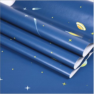 Giấy dán tường vũ trụ xanh khổ rộng 45cm