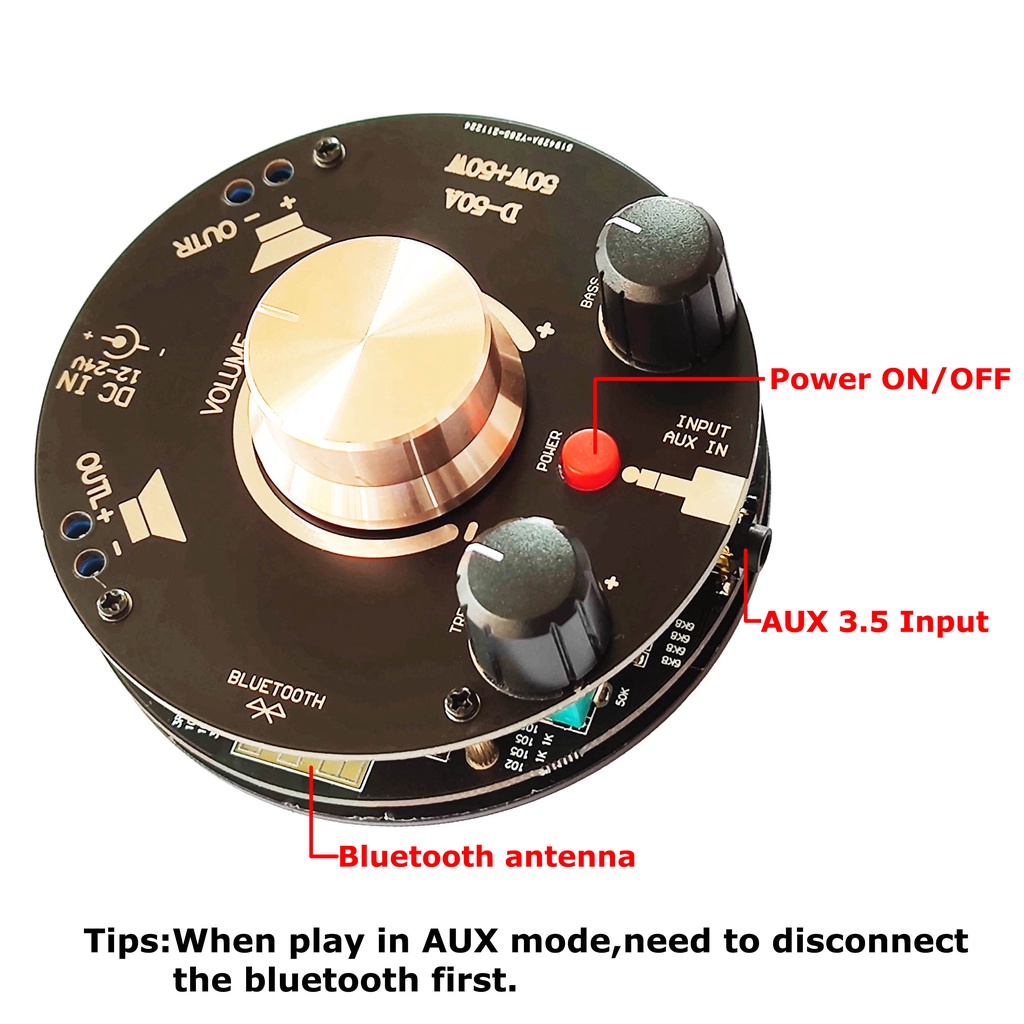 Bộ Khuếch Đại Âm Thanh HiFi Bluetooth 5.0 Kỹ Thuật Số Tpa3116 50W*2 Cho Xe Hơi/Tàu Thuyền