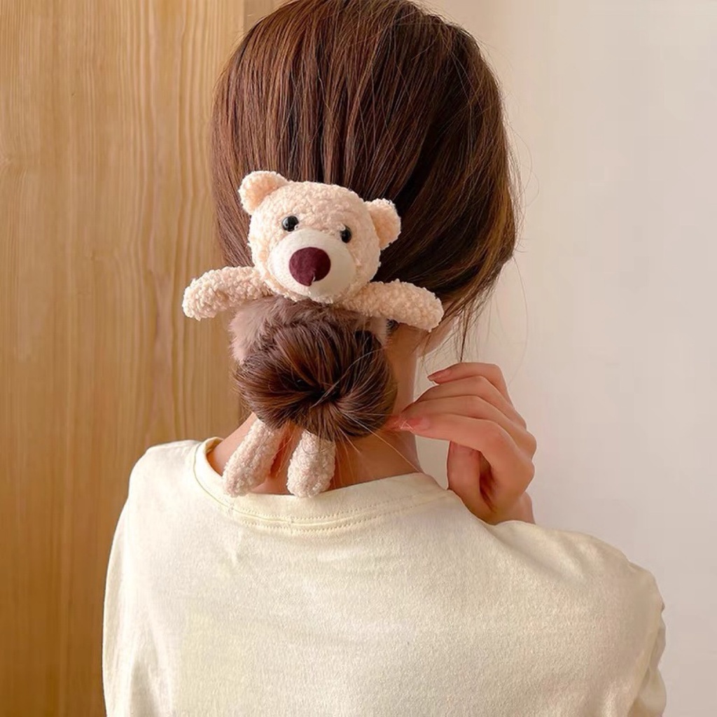 Dây buộc tóc hình thỏ/ gấu hoạt hình ba chiều dễ thương cho nữ