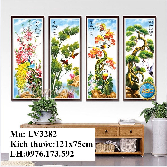 Tranh thêu chữ thập Tùng Cúc Trúc Mai I 121x75cm I LV3282
