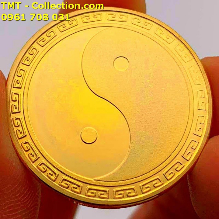 Xu Long Phụng Bát Quái Âm Dương; Màu: vàng; đường kính của mỗi đồng xu là 3cm-TMT Collection-SP002467