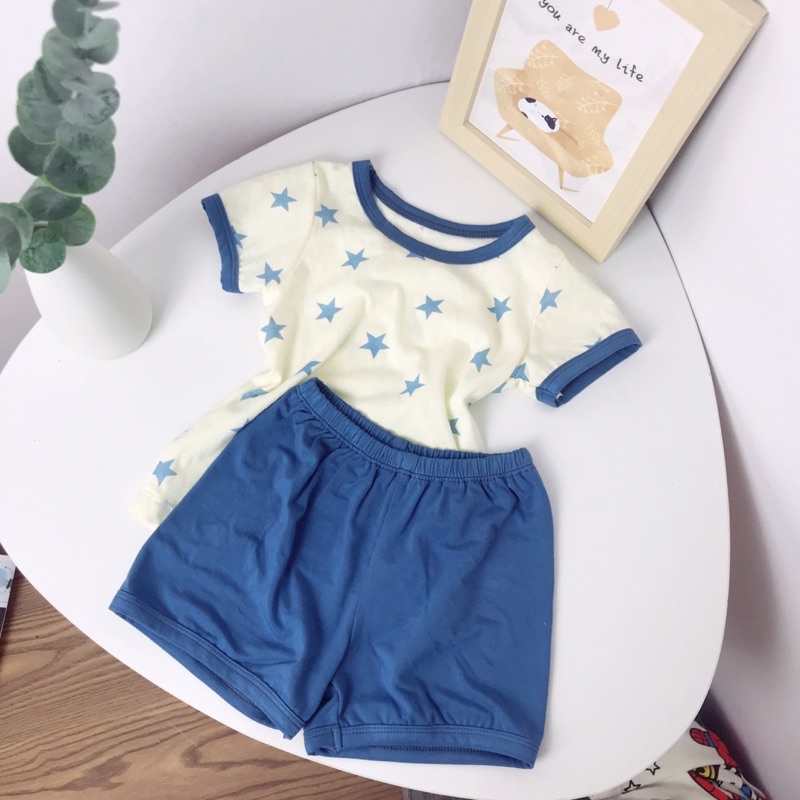 Bộ cộc tay cho bé, bộ mặc nhà chất liệu cotton Hàn cho bé
