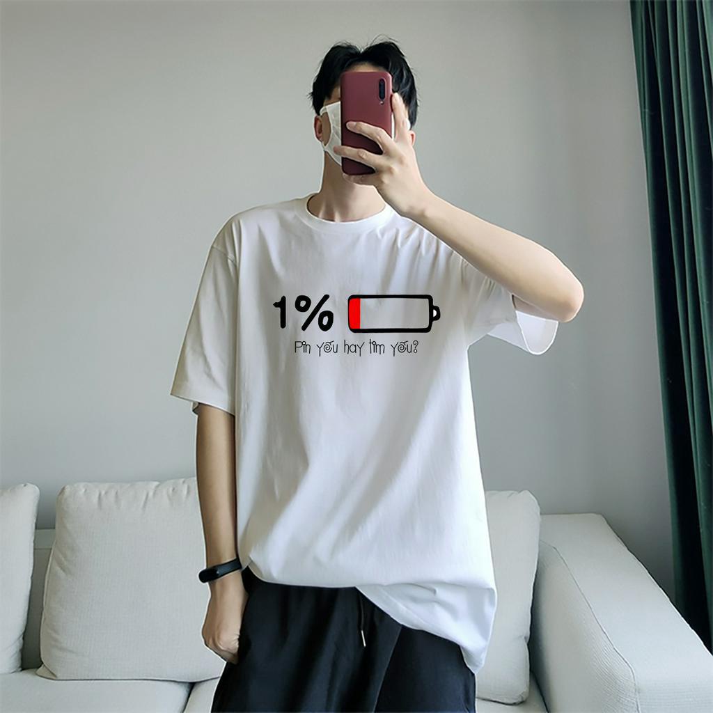 Áo thun unisex pin yếu hay tim yếu form rộng vải dày mịn 2019T9