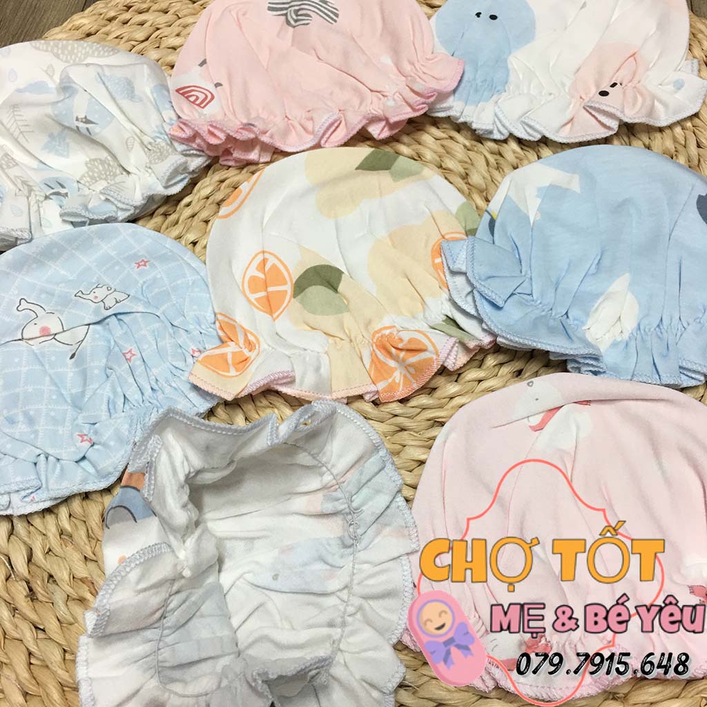 NÓN SƠ SINH COTTON CHUN MỀM CHO BÉ GÁI