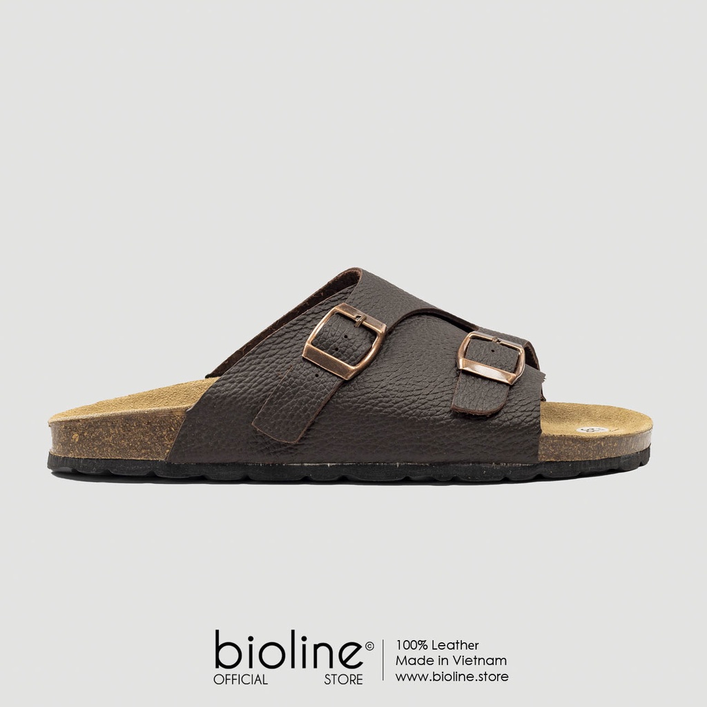 [DA BÒ THẬT] D19-Dép đế trấu BIRKEN da bò quai ngang bản to Bioline Unisex (Đế trấu, da bò thật nguyên tấm) – Juni Store