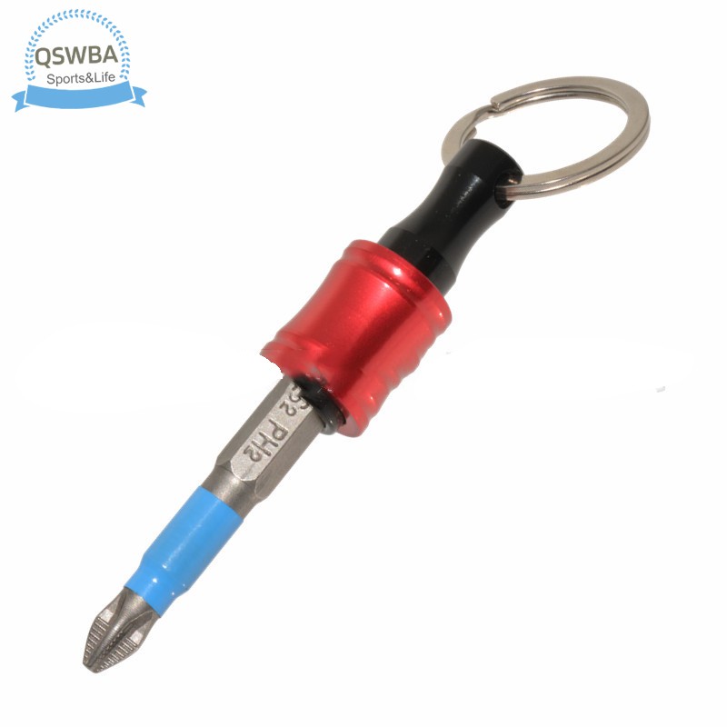 Bộ 6 đầu gắn mũi khoan/mũi tua vít 1/4 inch nối dài tháo nhanh tay cầm có móc chìa khóa dành cho thợ