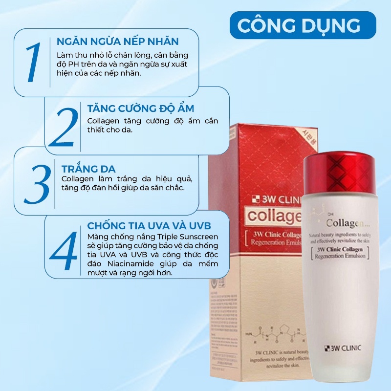 Sữa Dưỡng Da Săn Chắc Chống Lão Hóa Chiết Xuất Từ Collagen 3w Clinic Hàn Quốc 150ml