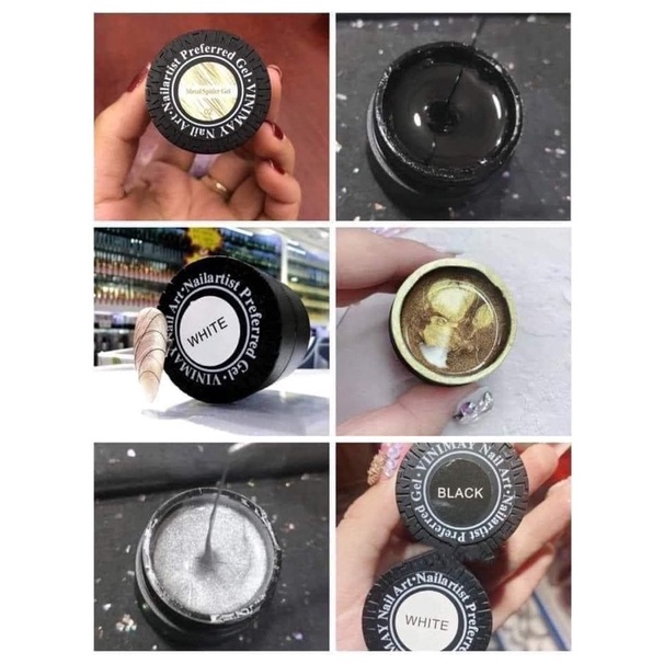 Gel Nhện trang trí móng 💥 CAM KẾT CHÍNH HÃNG 💥 Gel mạng nhện Vinimay 4 màu Đen, Trắng, Vàng, Bạc lên tông cực đẹp