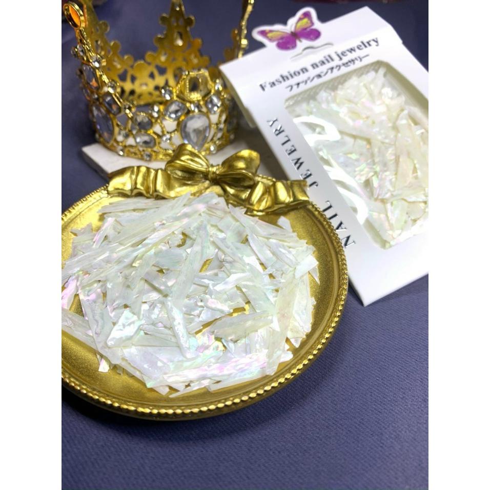 Xà cừ trắng mỏng ẩn gel, bột, phụ kiện nail