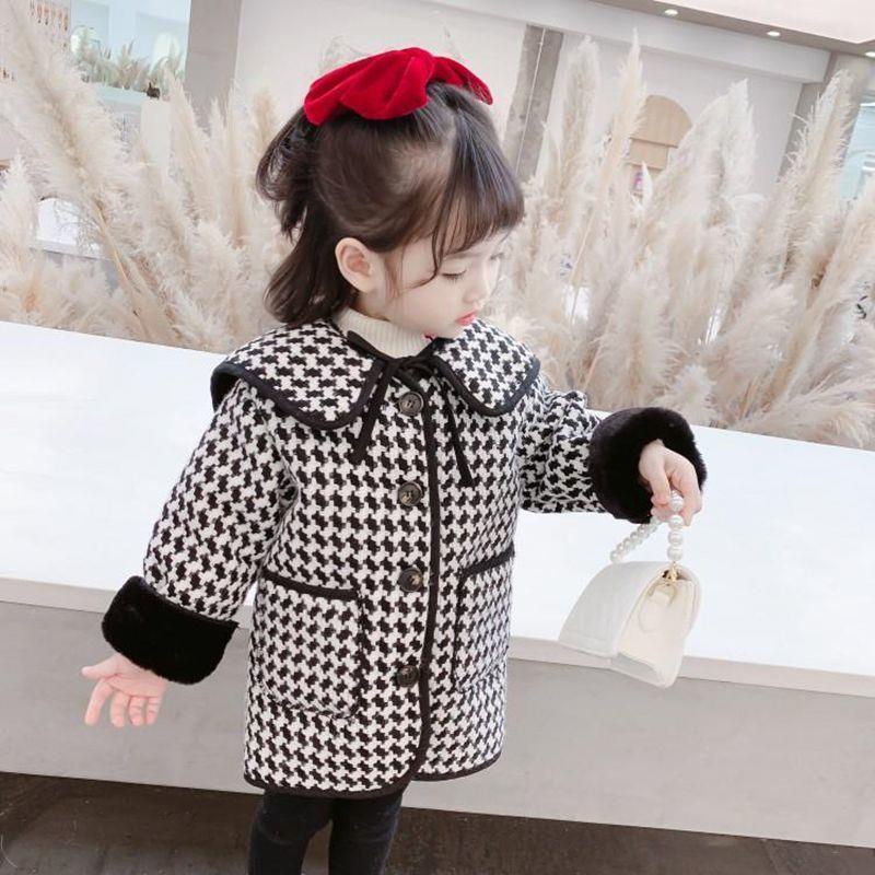 Áo Khoác Len Phối Nhung Dày Cài Nút Thời Trang Mới 2022 Cho Bé Gái