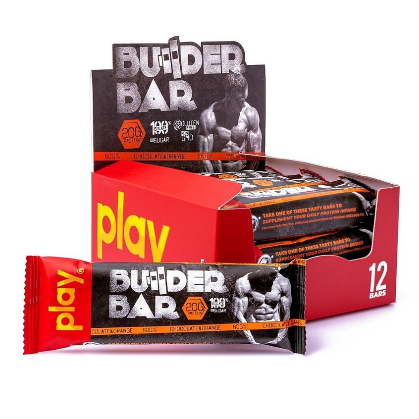 Bánh Ăn Kiêng - Bánh Protein Play  Builder Bar Vị Cam Cacao Hộp 12 Thanh SP9.1