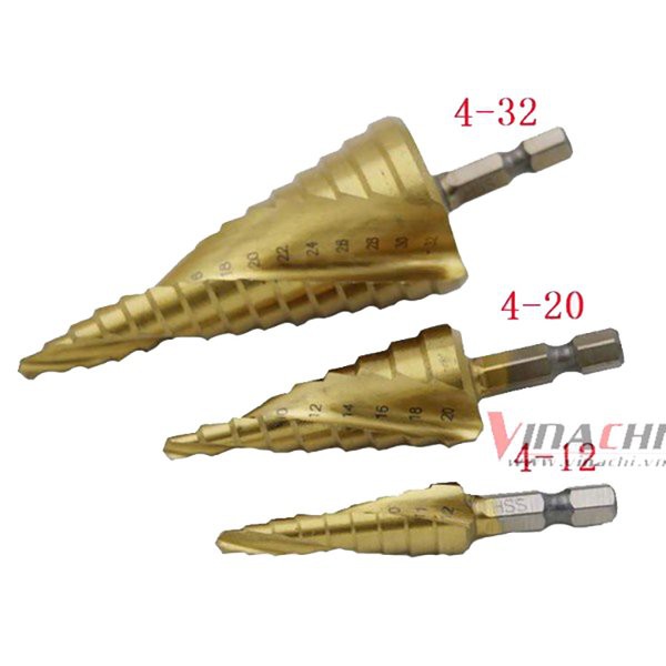BỘ 3 MŨI KHOAN BƯỚC HSS 4-120MM hàng cao cấp