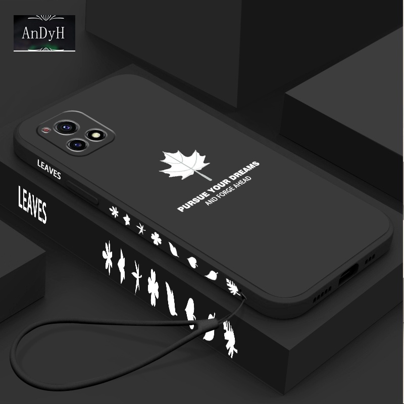 Andyh Ốp Điện Thoại Silicon Nhám Hình Lá Phong Đơn Giản Có Dây Đeo Cho Vivo Y12S 2021 Y20 2021 Y20S G Y20I Y30 Y30I Y50 Y52S