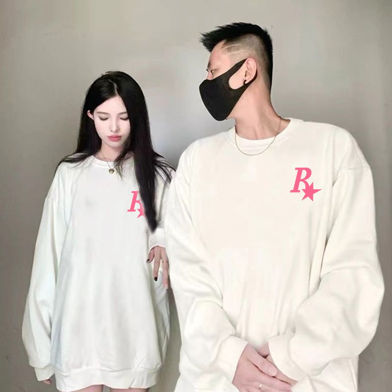 Áo sweater Ihkke dáng rộng phong cách Mỹ retro cho nữ