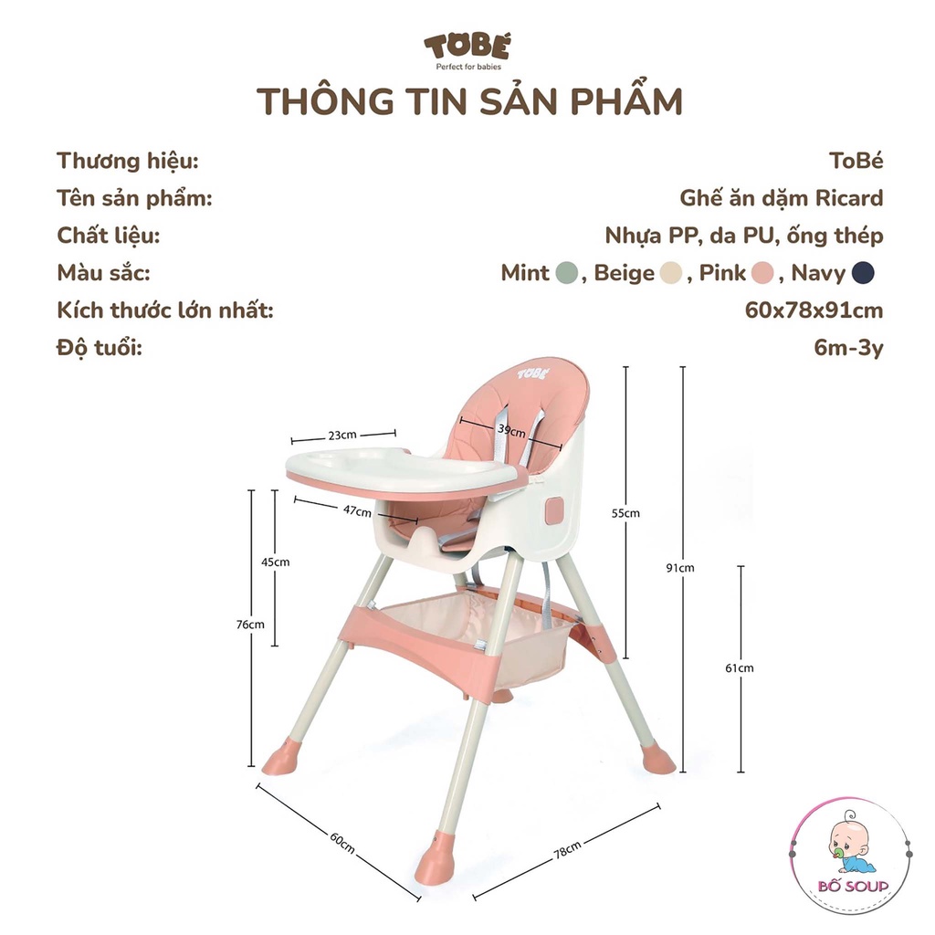 Ghế ăn dặm cho bé chính hãng Tobe