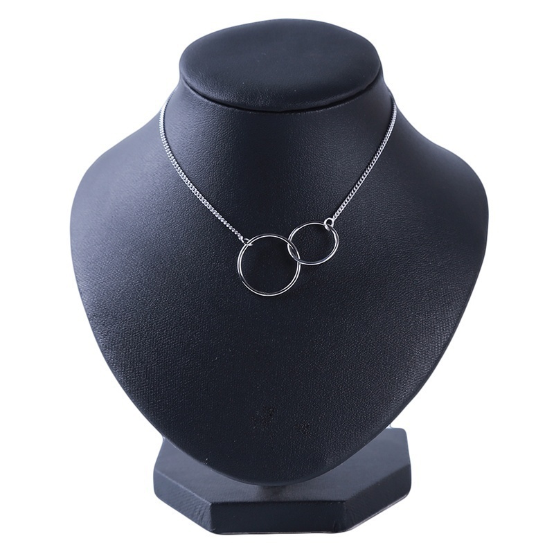 Korean Female Autumn Winter Sweater Double Ring Necklace Pendant