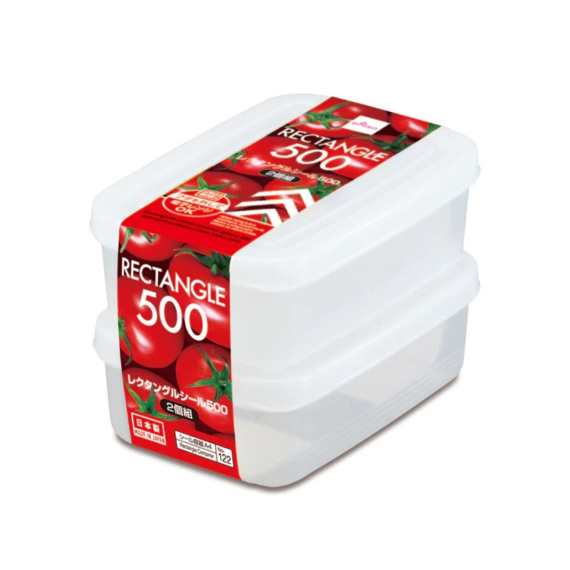 Daiso Hộp Nhựa Chữ Nhật Đựng Thực Phẩm 500ml (2 Cái)