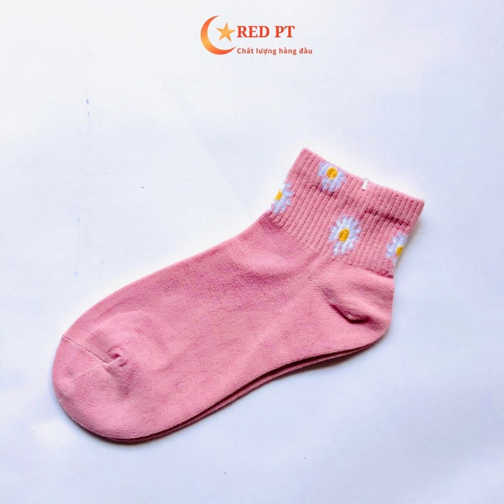 Tất nữ cổ ngắn vớ trắng xinh cute thun cotton RED PT