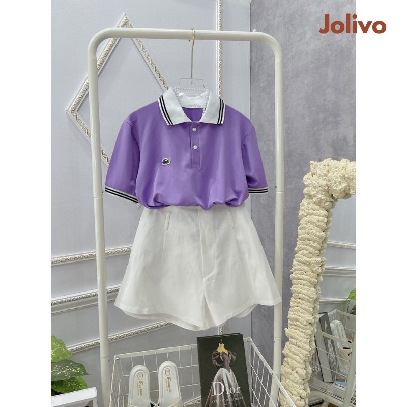 Áo polo nữ tím cá sấu cổ bẻ chất cotton thấm hút mồ hôi thiết kế độc đáo JOLIVO M1.137.S